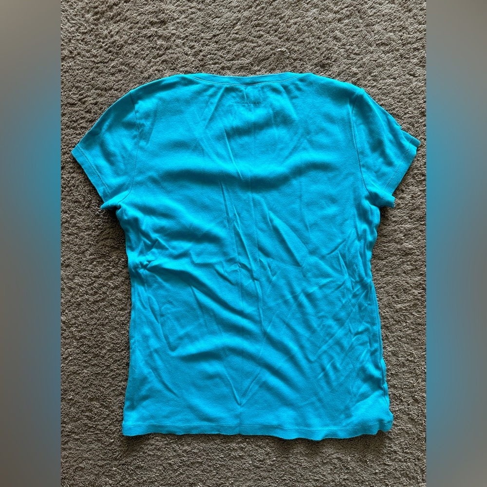Tommy Hillfiger V neck blue basic tee size L - Picture 3 of 4